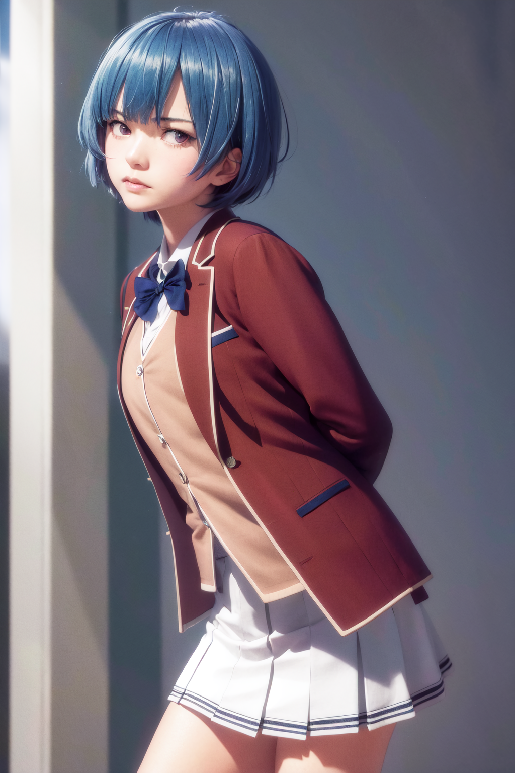 31869-1095414334-masterpiece, best quality, highres, 1girl ibuki mio short hair blue hair, white skirt red jacket open jacket  standing, leaning.png